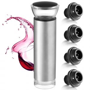 VinFlow5 Wine Stoppers, Wine Saver Vacuum Pump + 4 Pcs Wine Bottle Preserver