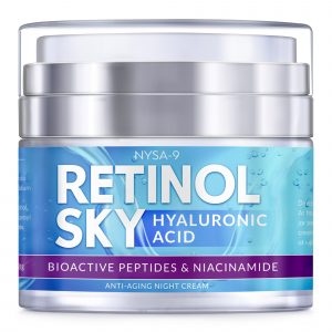 Nysa-9 Retinol Sky Face Moisturizer Cream, Hydrating Night Cream for Face & Neck w/ Hyaluronic Acid & Niacinamide, Anti-Aging Wrinkle Cream w/Bioactive Peptides & Ceramides, For Men & Women, 1.7 oz