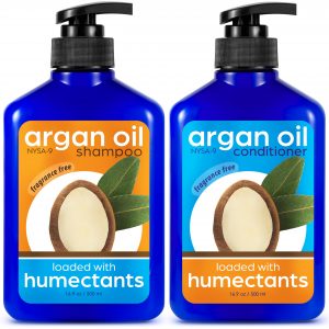 Nysa-9 Moroccan Argan Oil Shampoo and Conditioner Set for Men & Women, Hydrating, Thickening, Anti-Frizz Shampoo & Conditioner for Fine, Curly, Dry, Damaged & Color-Treated Hair (16.9 fl oz ea)