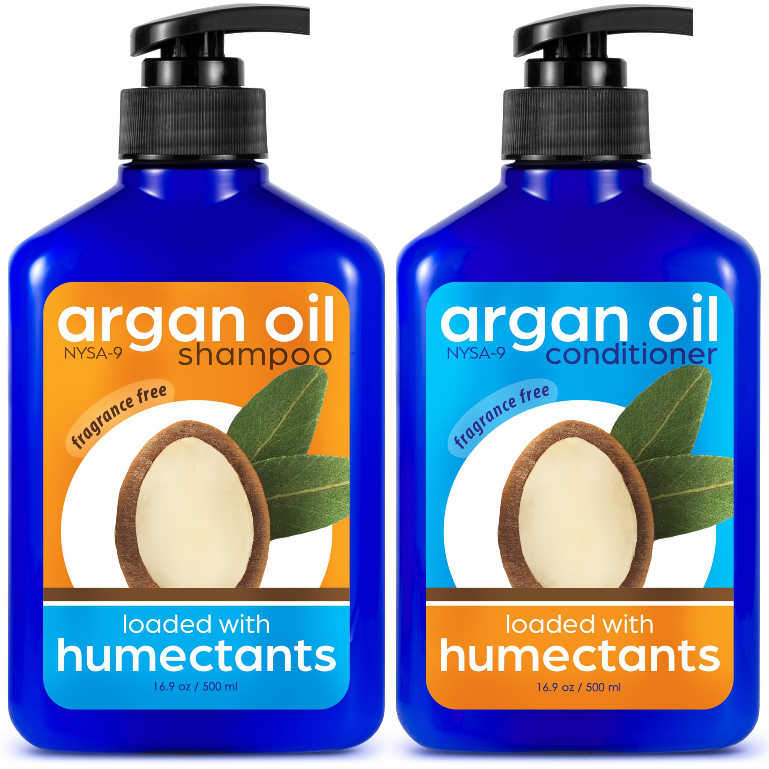 Nysa-9 Moroccan Argan Oil Shampoo and Conditioner Set for Men & Women, Hydrating, Thickening, Anti-Frizz Shampoo & Conditioner for Fine, Curly, Dry, Damaged & Color-Treated Hair (16.9 fl oz ea) - Image 1