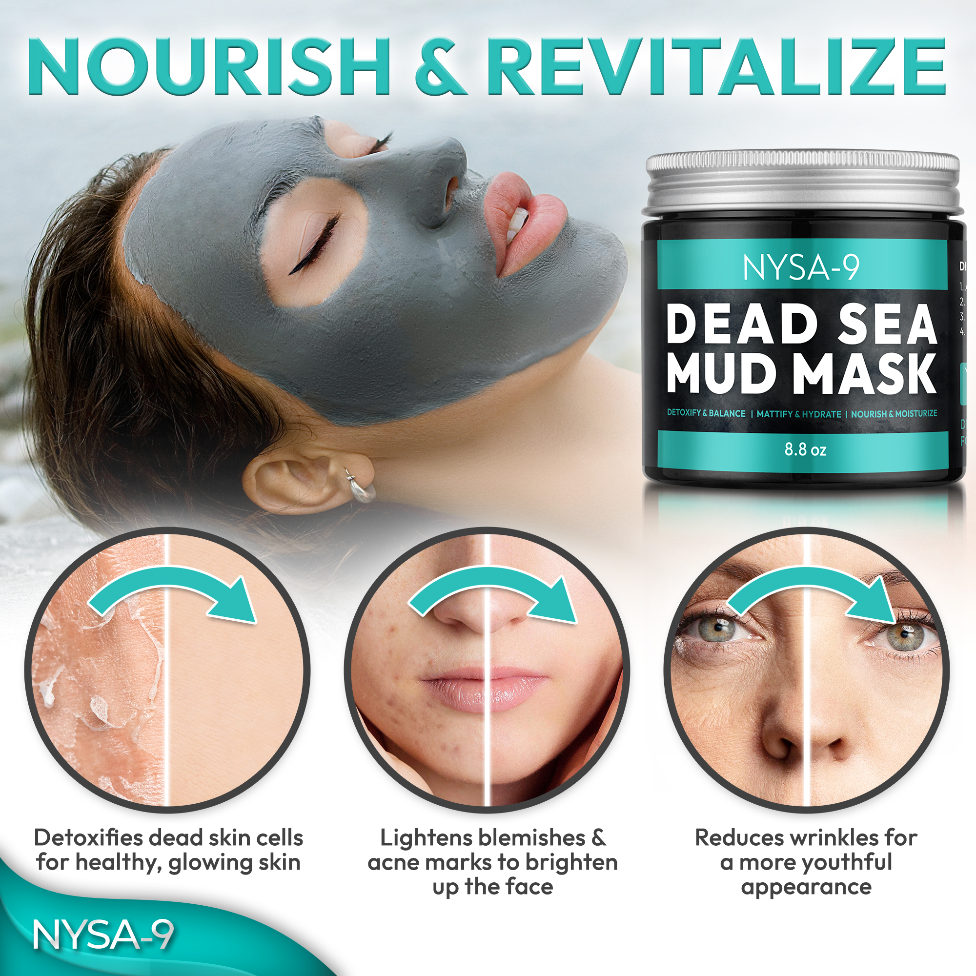 Dead Sea Mud Mask for Face & Body, Exfoliating Spa Treatment for Acne & Skin Problems by Nysa-9 - Image 3