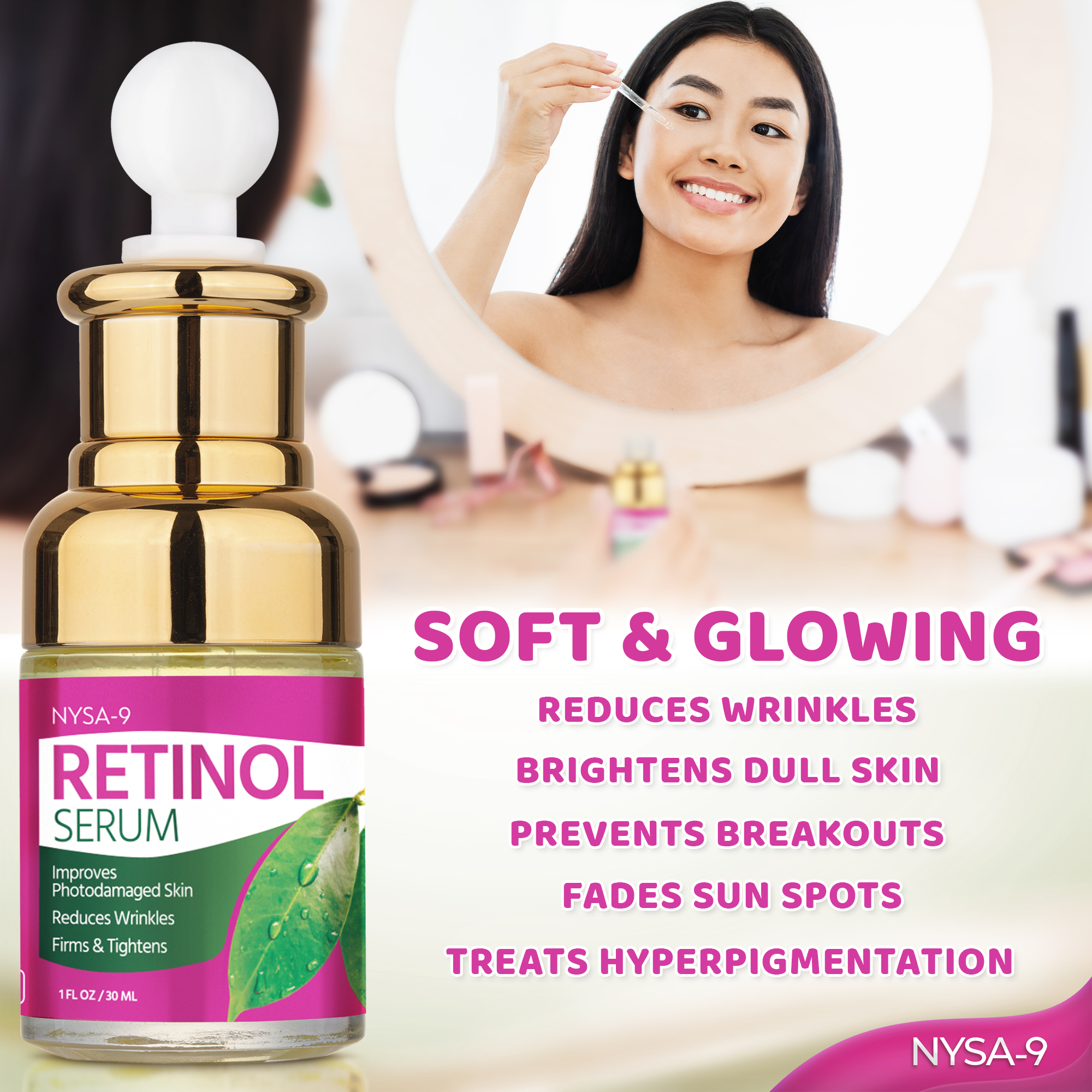 Retinol Serum(2 Pack), Anti-Aging Face Treatment for Fine Lines & Wrinkles by Nysa-9 - Image 3