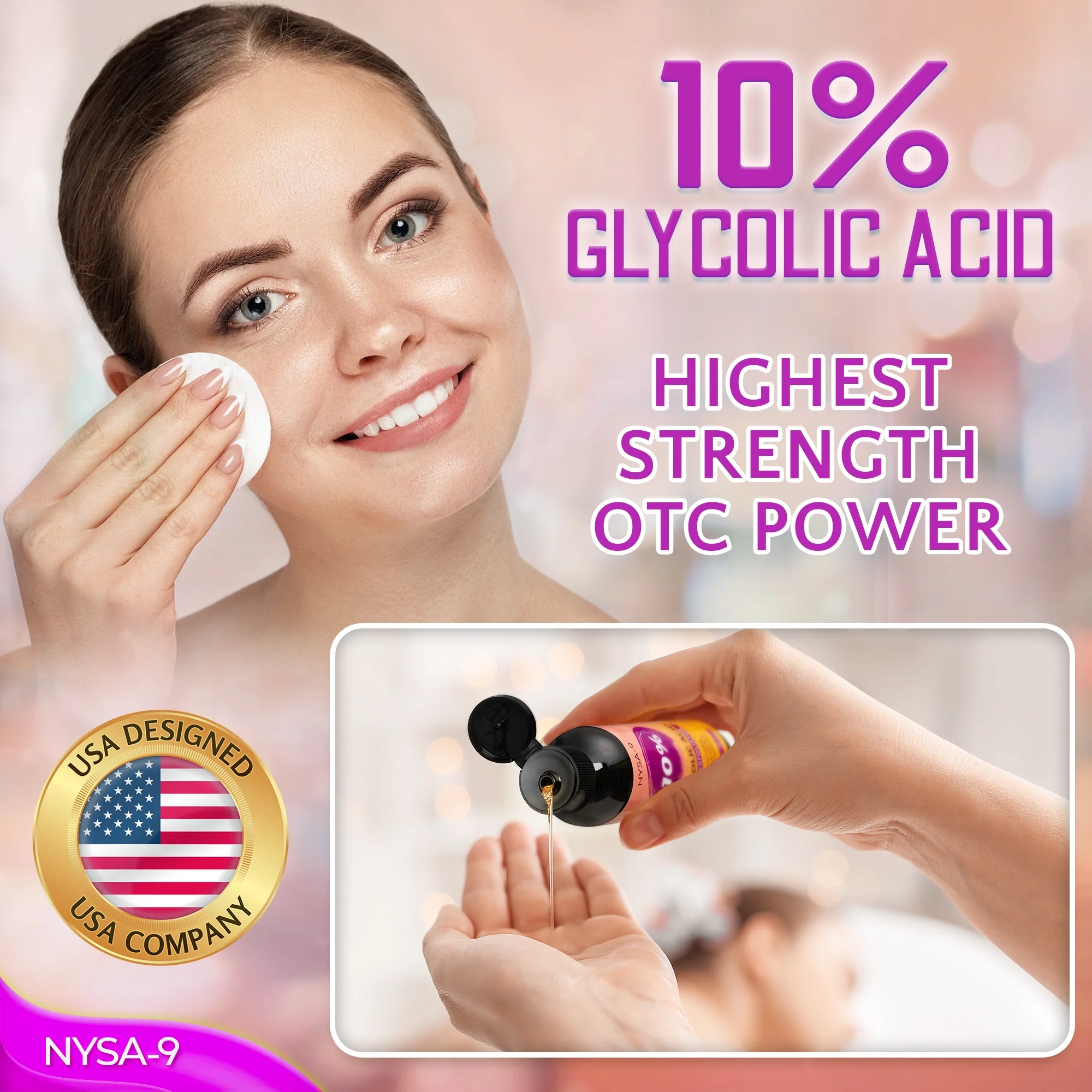 Glycolic Acid 10% AHA Face Exfoliator, 2 Pack, Gentle Facial Exfoliant by Nysa-9 - Image 2